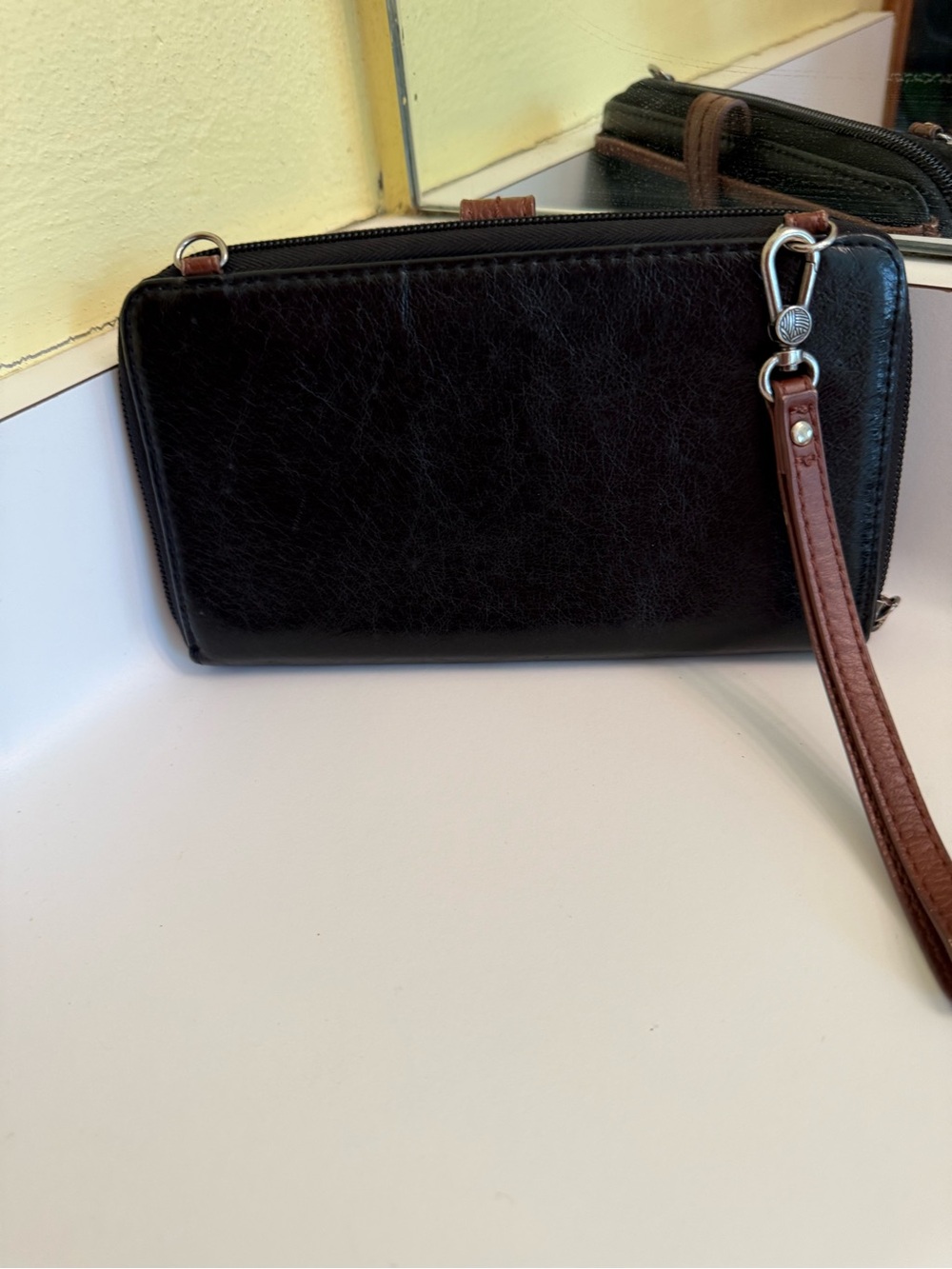 The Sak Black and Brown Leather smartphone Wristlet/Wallet with Stud Detail - Picture 2 of 4